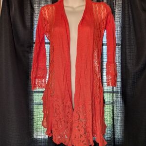 BKE Red Lace Cardigan